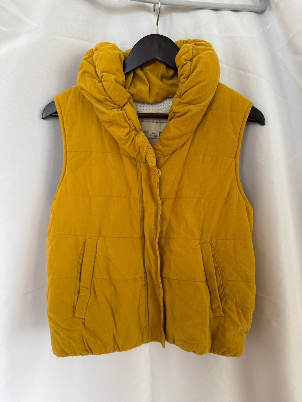 NWT Anthropologie Pilcro Corduroy Puffer Vest Mustard Quilted Funnel Neck M